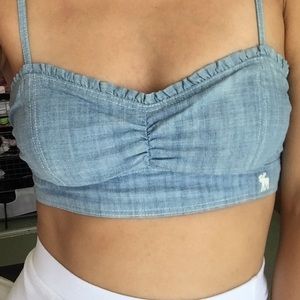 Abercrombie Kids Chambray Denim Bralette Crop Top Size XL